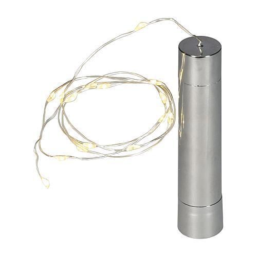 LED-Lichterkette 15 fl. warmweiß, mit Timer silberfarbener Draht