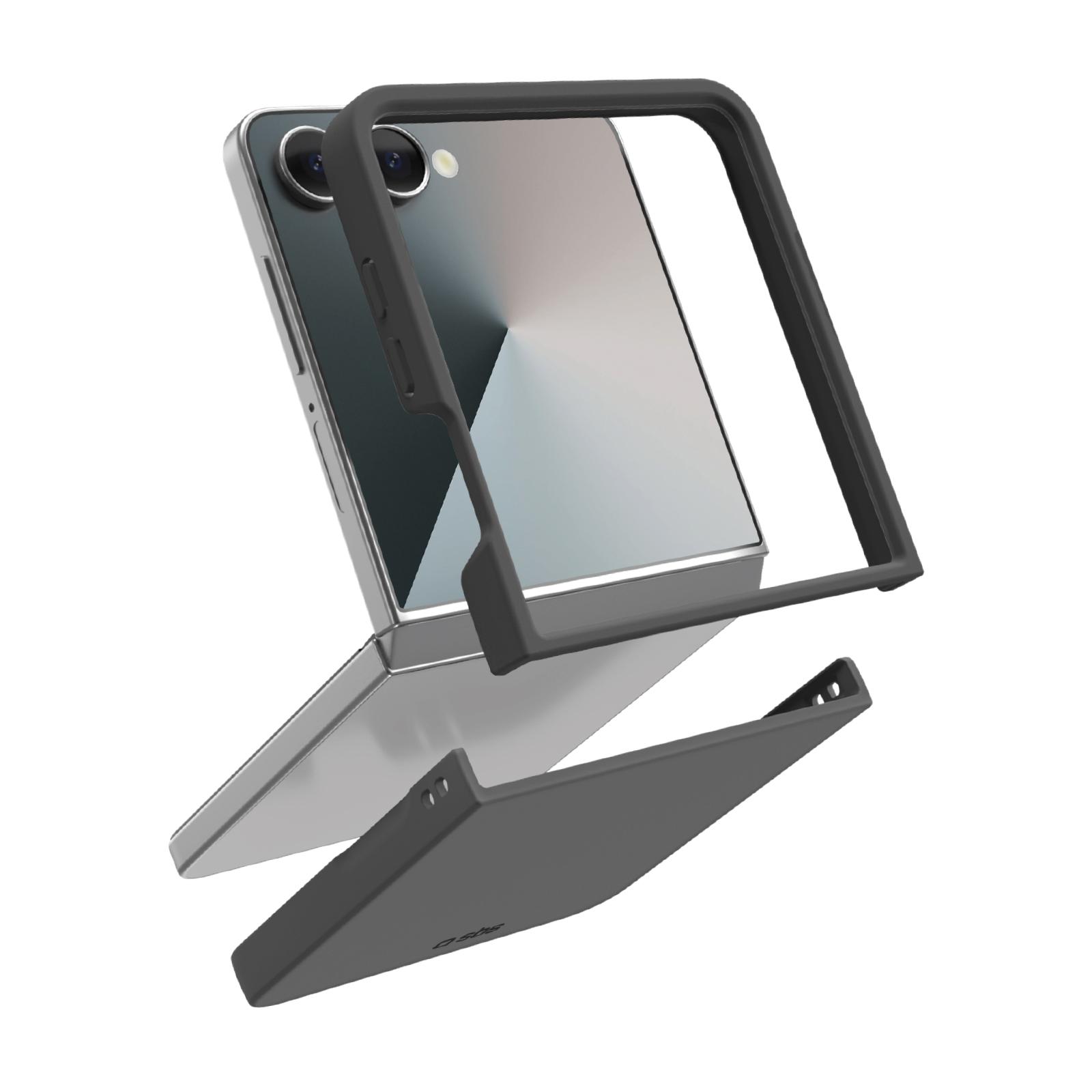 Silikon-Cover mit Innenseite aus Mikrofaser für Samsung Z Flip 7, Schwarz