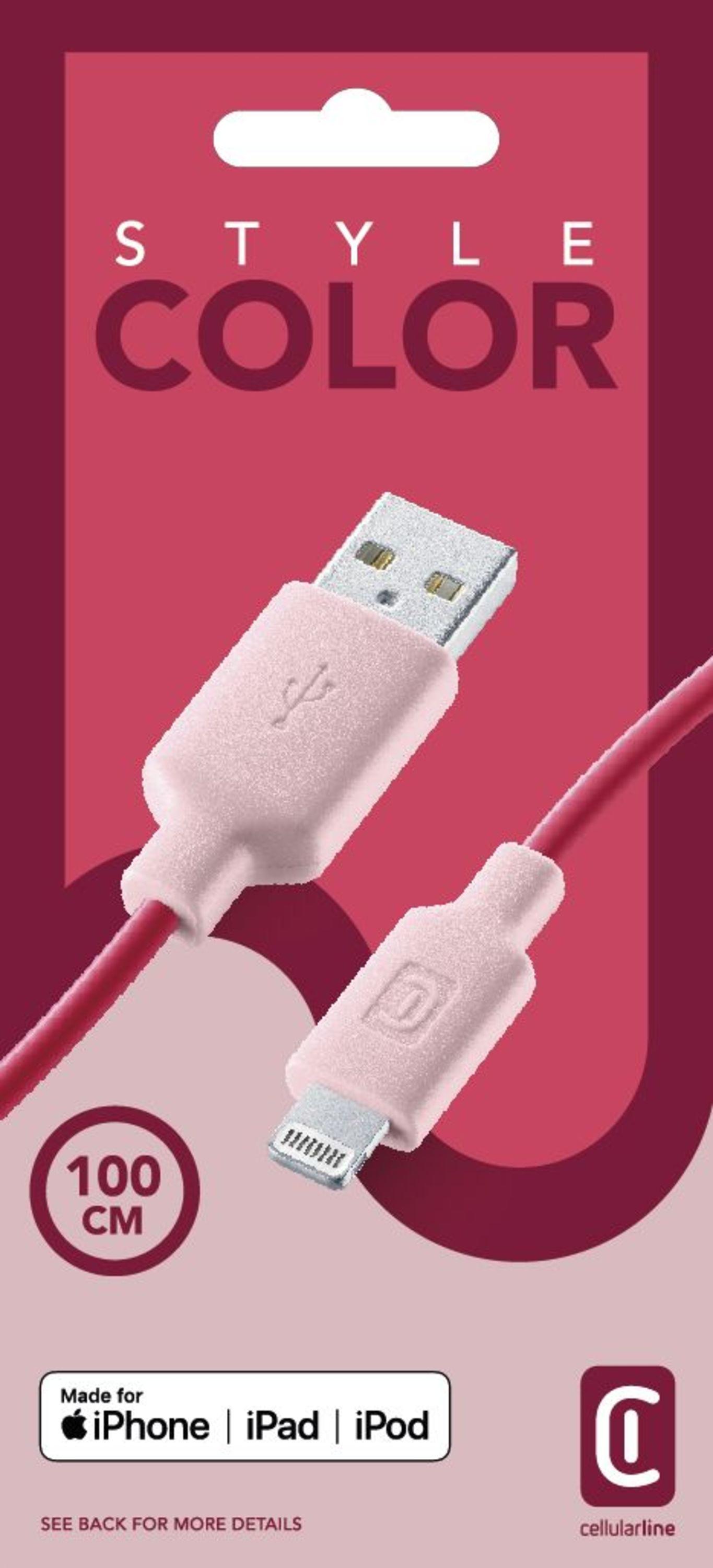 Style Color Data Cable USB Typ-A/ Lightning 1m Pink (61082)