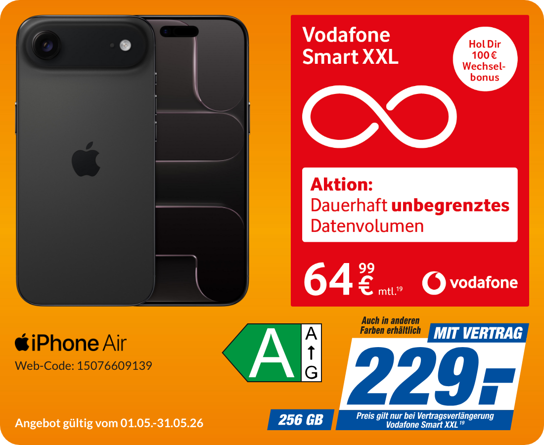 Apple iPhone 17 Air mit Smart XXL für 229€!