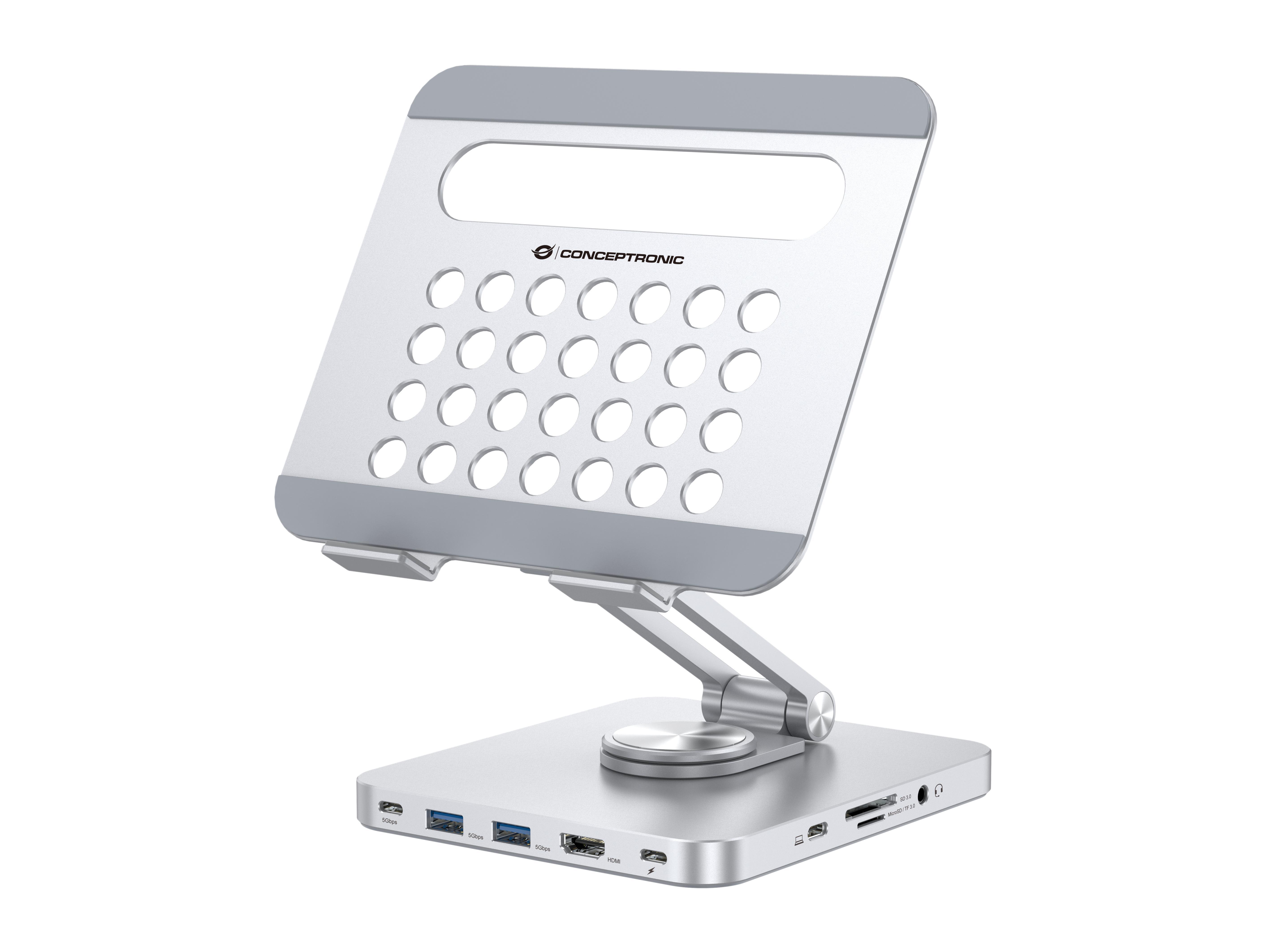 DONN26G Tablet-Ständer mit 8-in-1-Dockingstation
