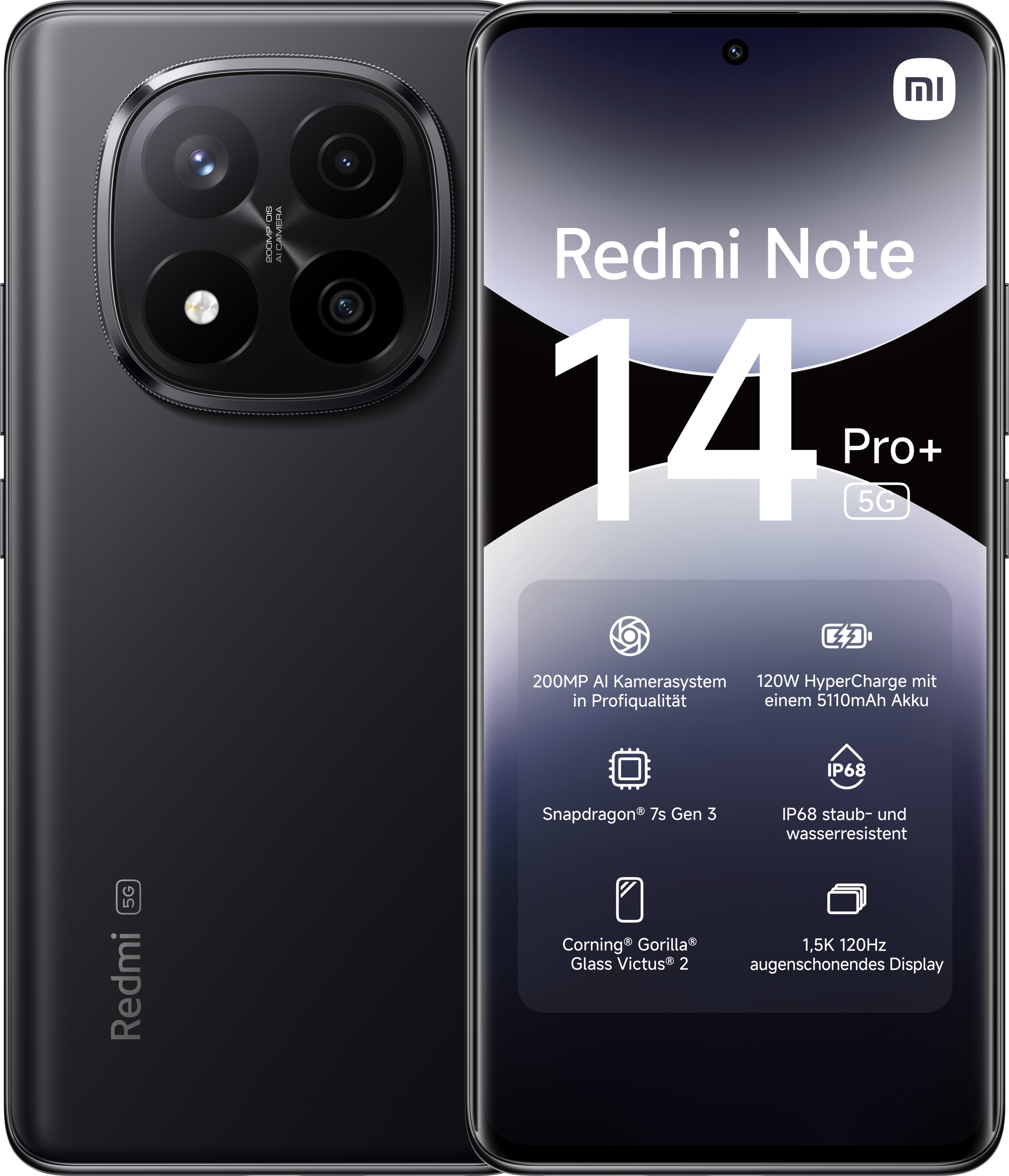 Redmi Note 14 Pro+ 5G 8GB + 256GB Midnight Black Smartphone