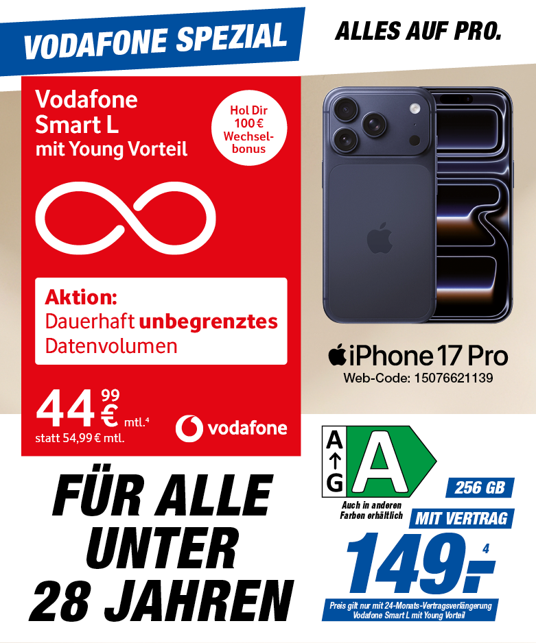 📱 iPhone 17 Pro – Vodafone Smart L mit Young Vorteil 🎓