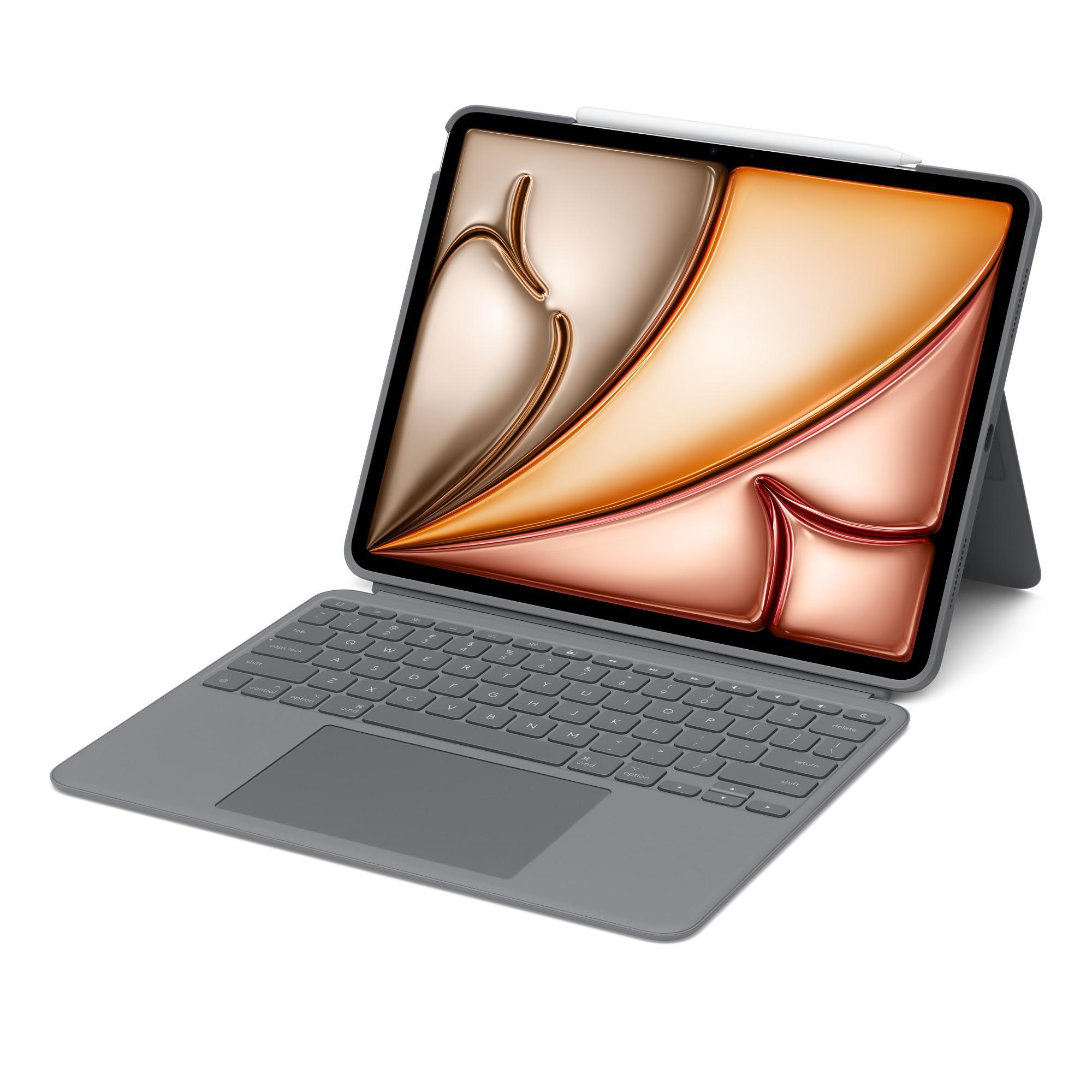 Logitech Combo Touch Keyboard Case für 13" iPad Air (M2), Grau Tablet-Tastatur mit Bookcover