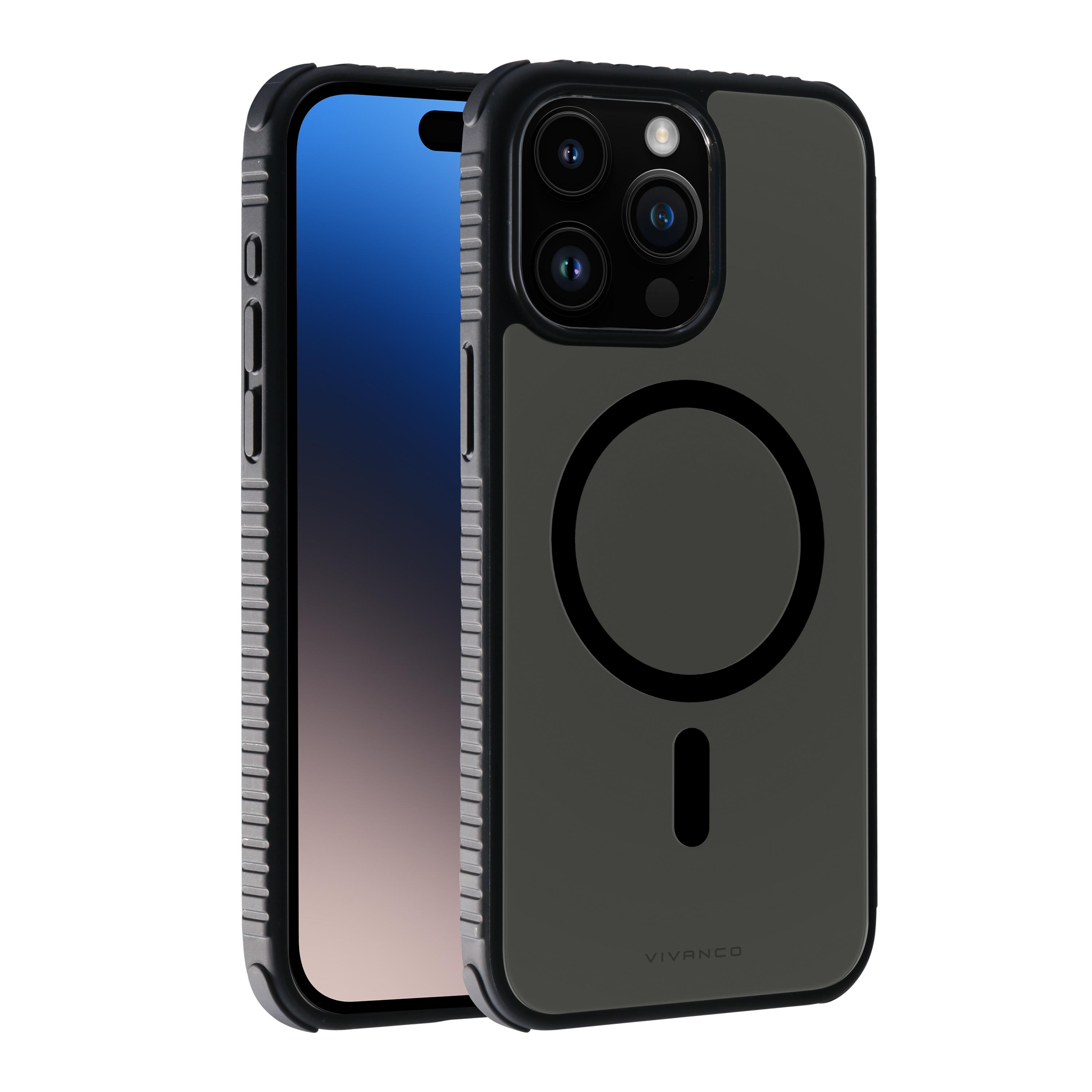 Mag Solid Elite, 360° Anti Shock Cover für iPhone 15 Pro, semi-transparent/schwarz (63900) Handyhülle