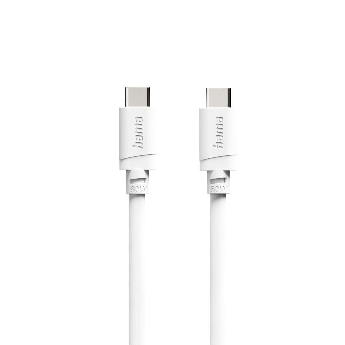 USB-C auf USB-C Kabel Ladekabel, USB-C - USB-C, 60 W, 1 m, Weiß (00201807)