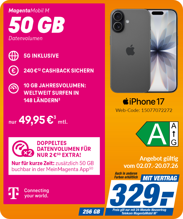 iPhone 17 mit Magenta Mobil M für 329€!