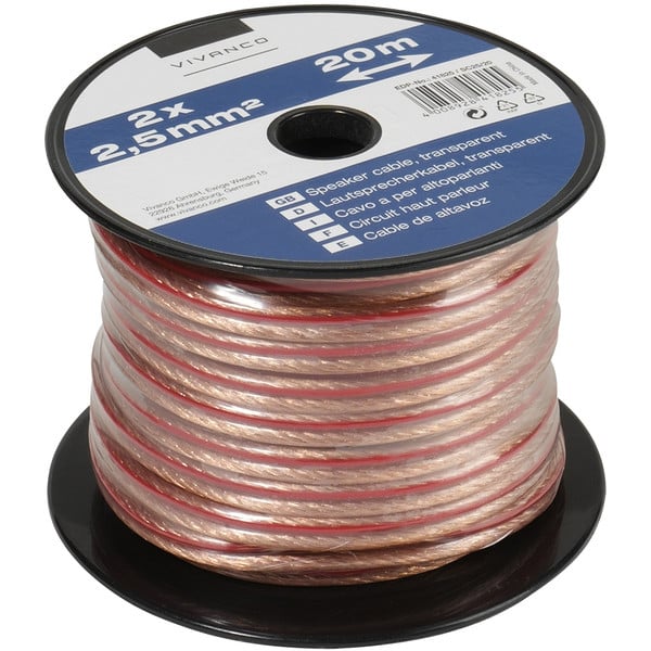 Lautsprecherkabel auf Minispule, 2x 2,5 mm², 20m (46825)