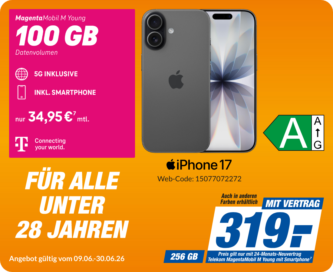 iPhone 17 mit Magenta Mobil M Young für 319€!