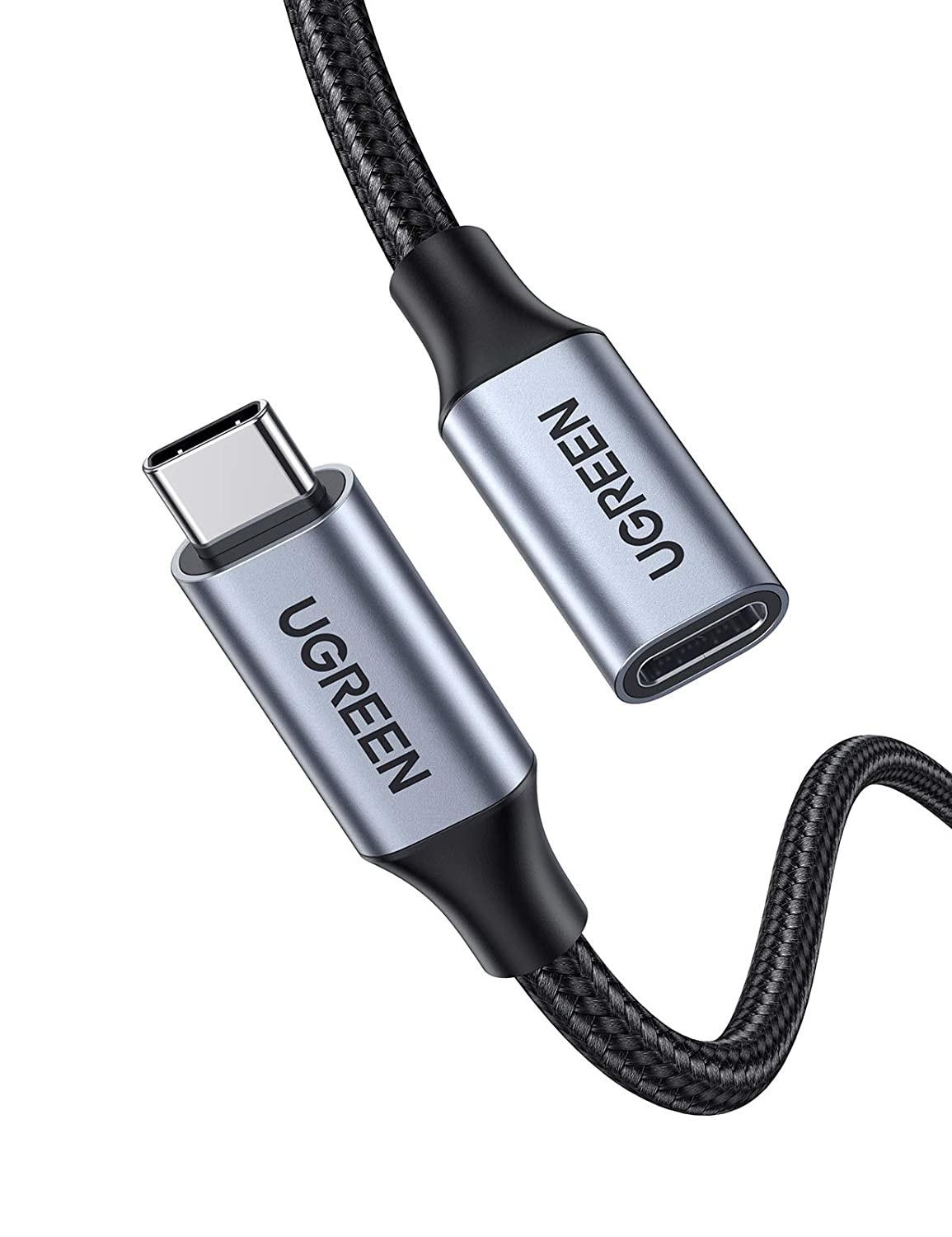 USB-C 3.1 Verlängerungskabel, 1 m, Schwarz/Grau