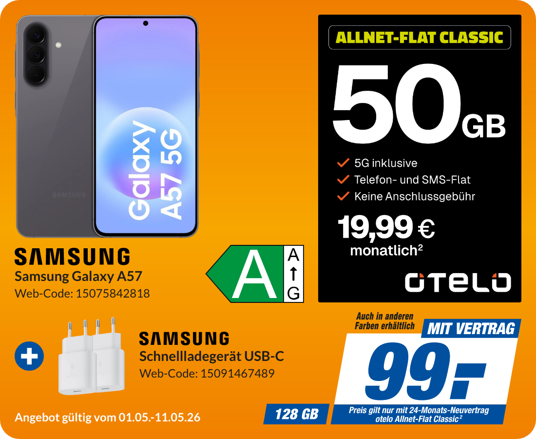 Galaxy A57 mit Allnet Flat Classic für 99€!