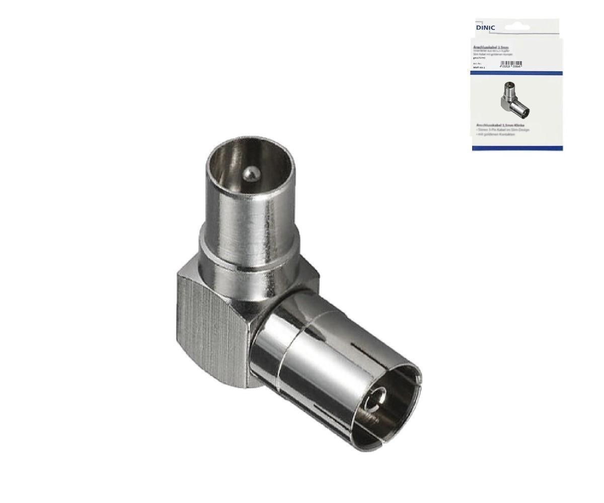 Koaxial-Winkeladapter 90°, Metallgehäuse Koaxial-Stecker auf Koaxial-Kupplung
