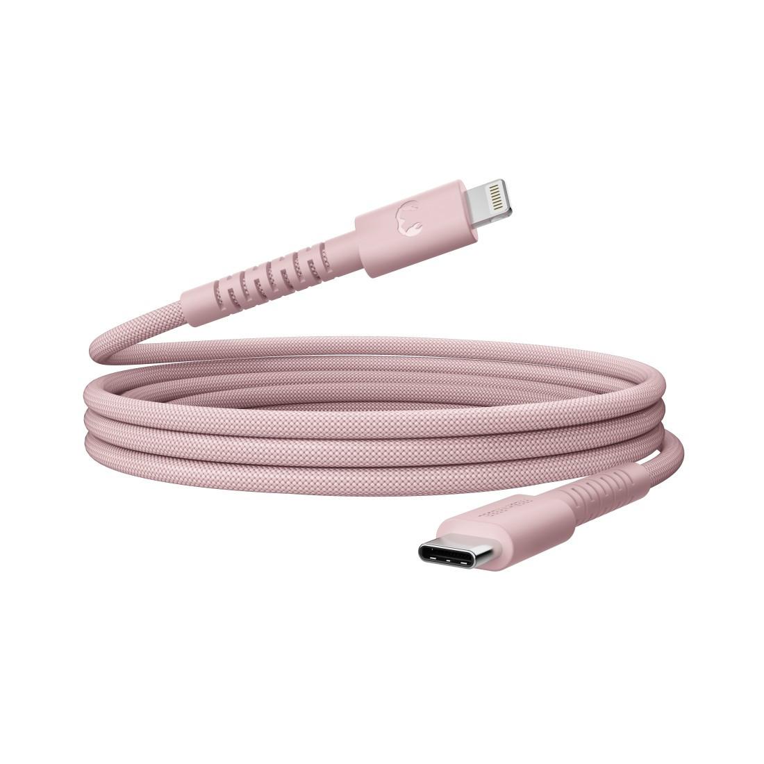 USB-C zu Lightning silicone geflochtenes Kabel "FlexWave" 2m, Pastel Pink (00231906)