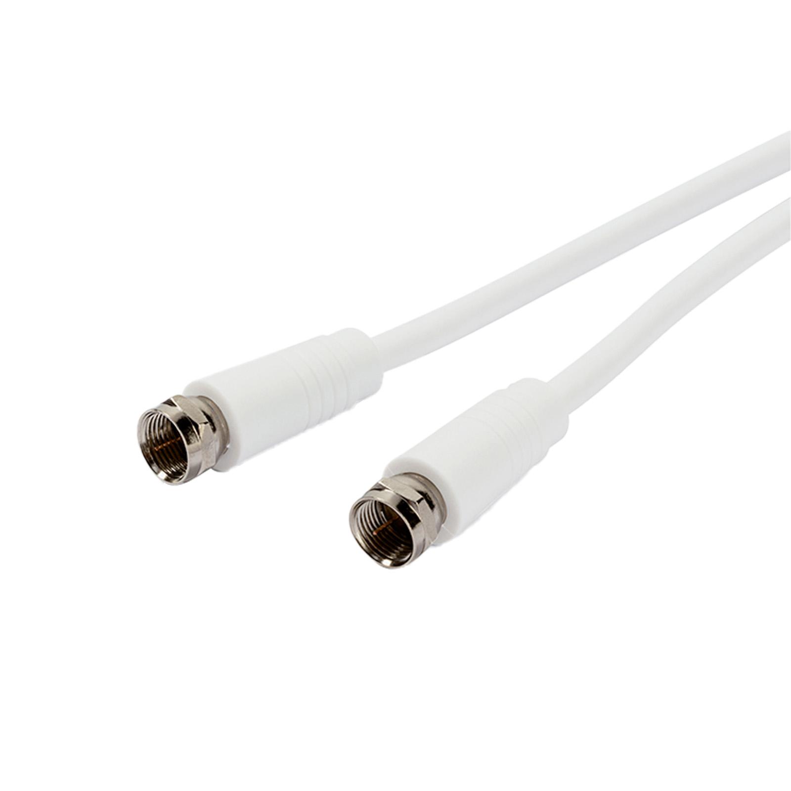 SAT-Anschlusskabel, 90dB, 10 m, Weiß Koaxialkabel mit F-Stecker