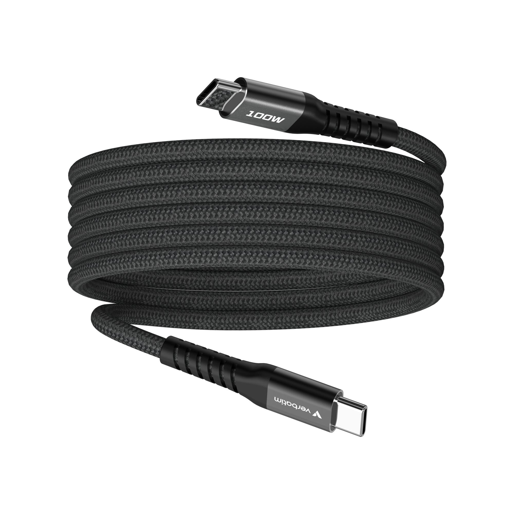 Sync & Charge Magnetkabel - 100W, USB-C auf USB-C, 1,2m, Schwarz