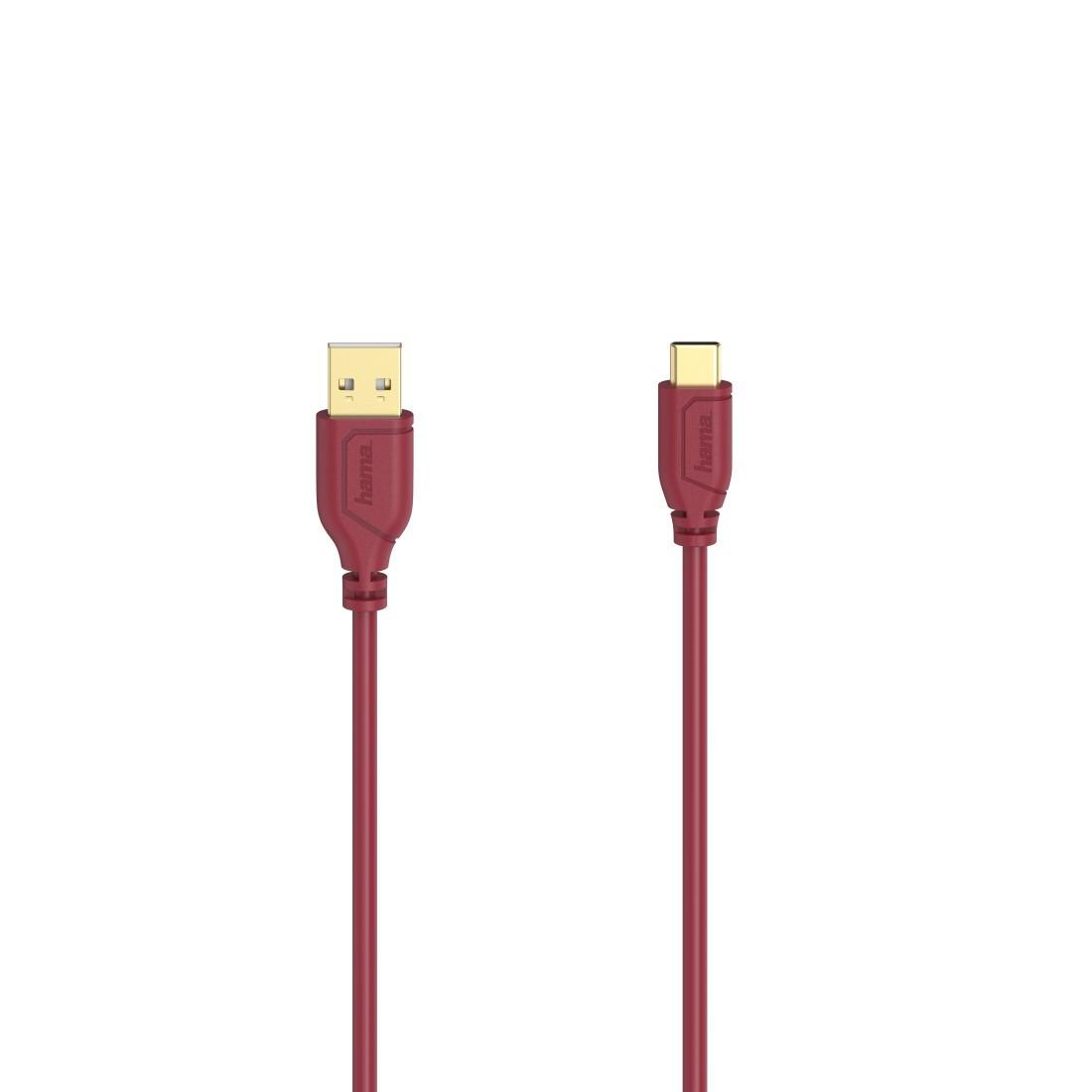 USB-C-Kabel "Flexi-Slim", USB 2.0, 480 Mbit/s, Chilli Pepper, 0,75 m (00200636)