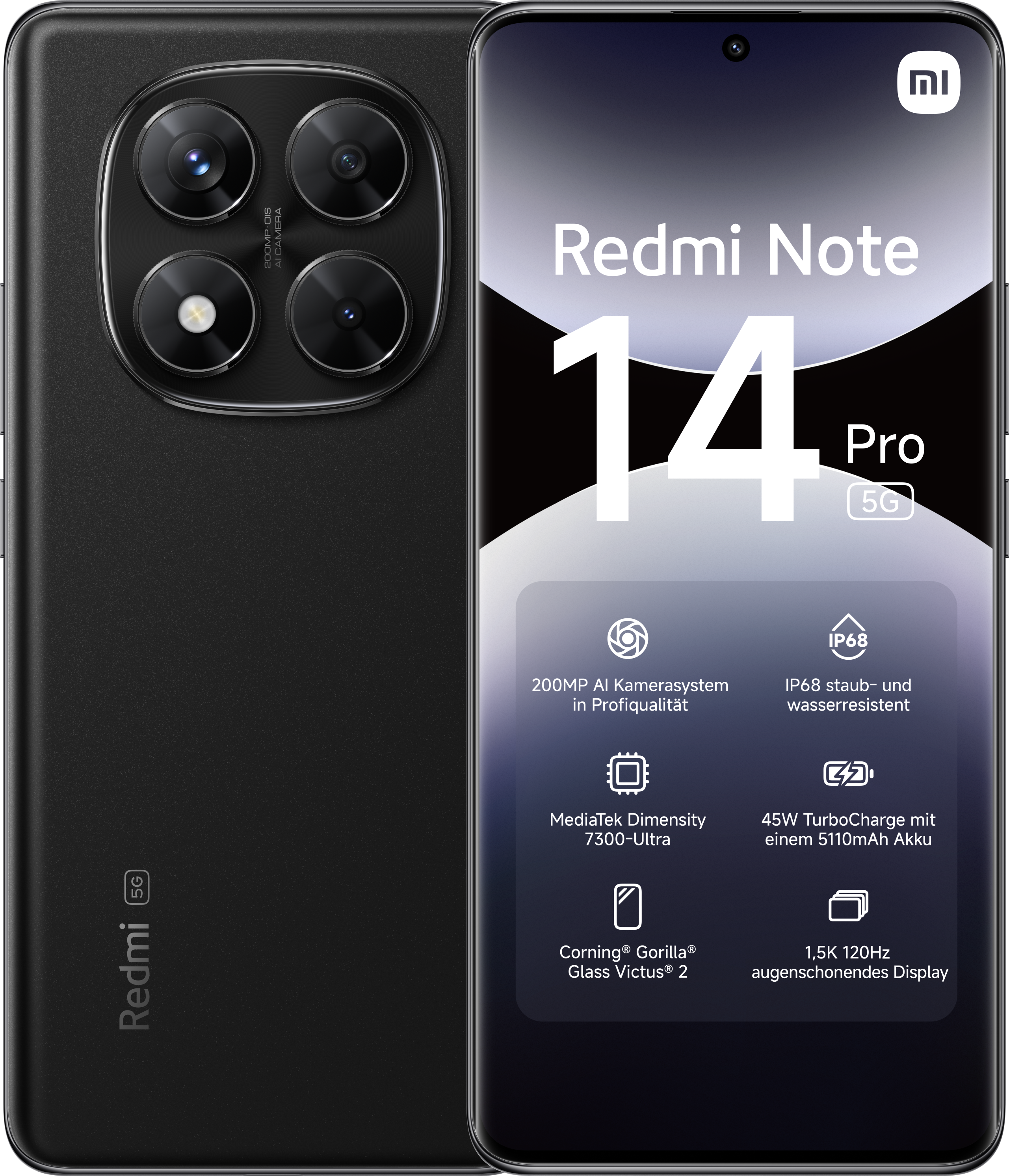 Redmi Note 14 Pro 5G 8GB + 256GB Midnight Black Smartphone