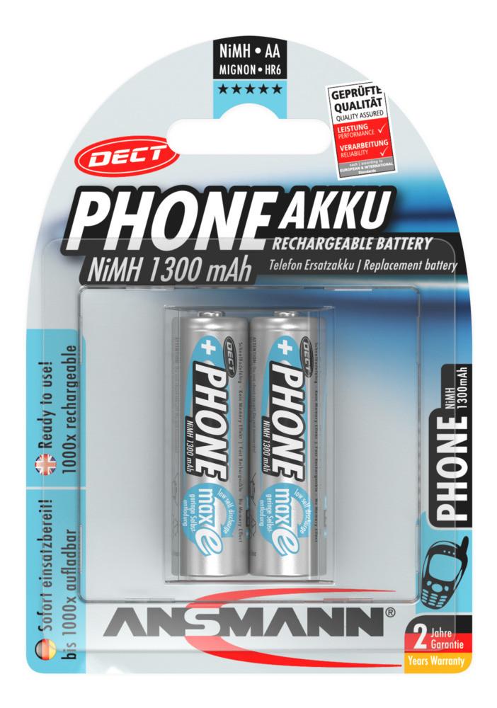 Dect NiMH Akku Mignon AA 1300 mAh maxE 2er Blister Akku