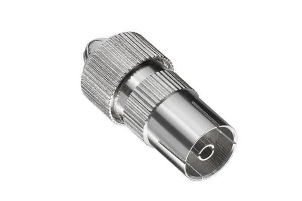 Koaxial Kupplung 9,5mm mit Schraubanschluss, Metallausführung für Koaxialkabel 4,5-7,5mm