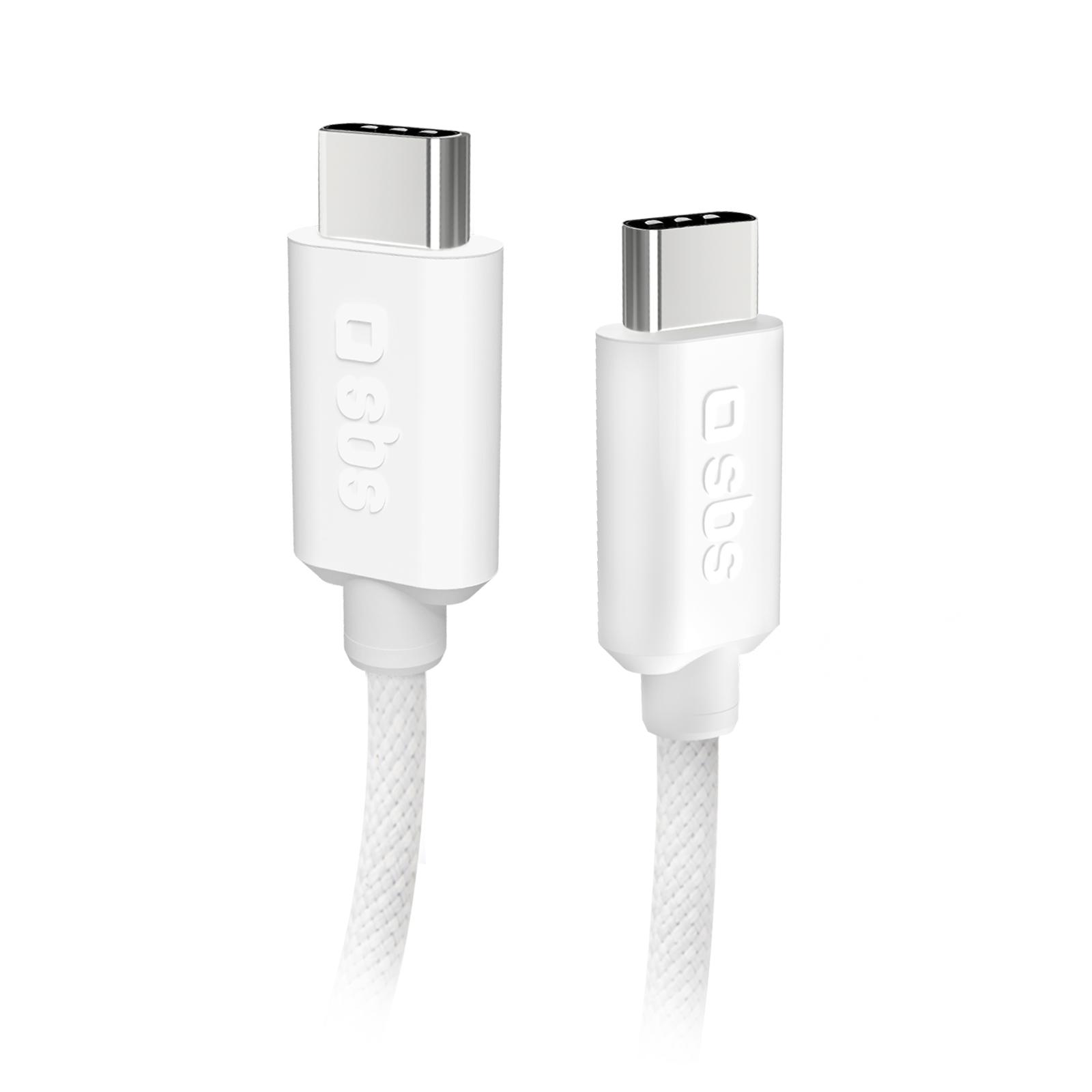 Textilkabel mit Kabelhalter, USB-C auf USB-C, 1,5 m, Weiß