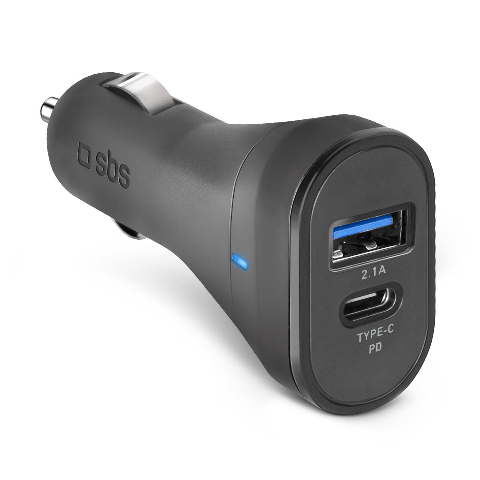 Autoladegerät, USB-C und USB-A, 15 W, 3.1 A, Schwarz