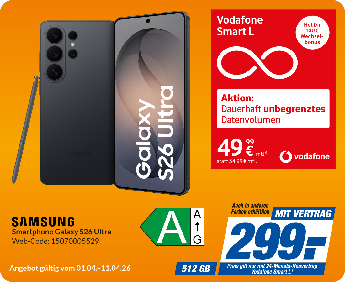Galaxy S26 Ultra mit Smart L für 299€!