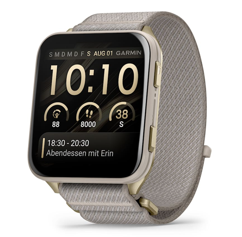 Venu X1, Softgold mit Titanrückseite und ComfortFit-Nylonarmband French Gray Smartwatch