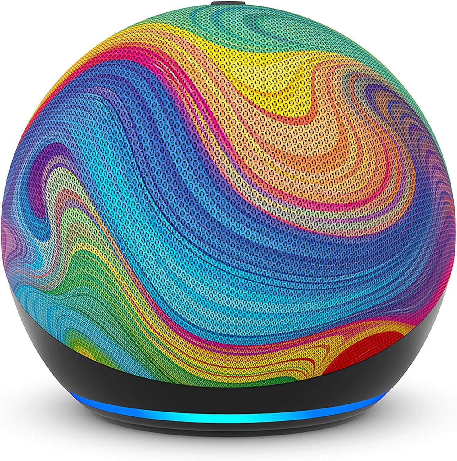 Echo Dot Kids (5.Gen) Regenbogenwirbel-Design Smarter Lautsprecher