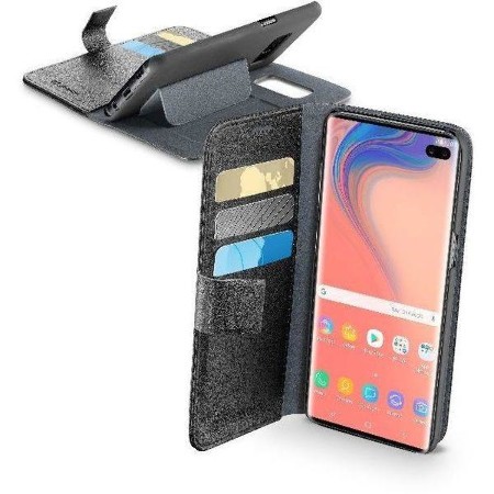 Book Agenda Buchklapptasche mit Standfunktion für Samsung Galaxy S10+, schwarz