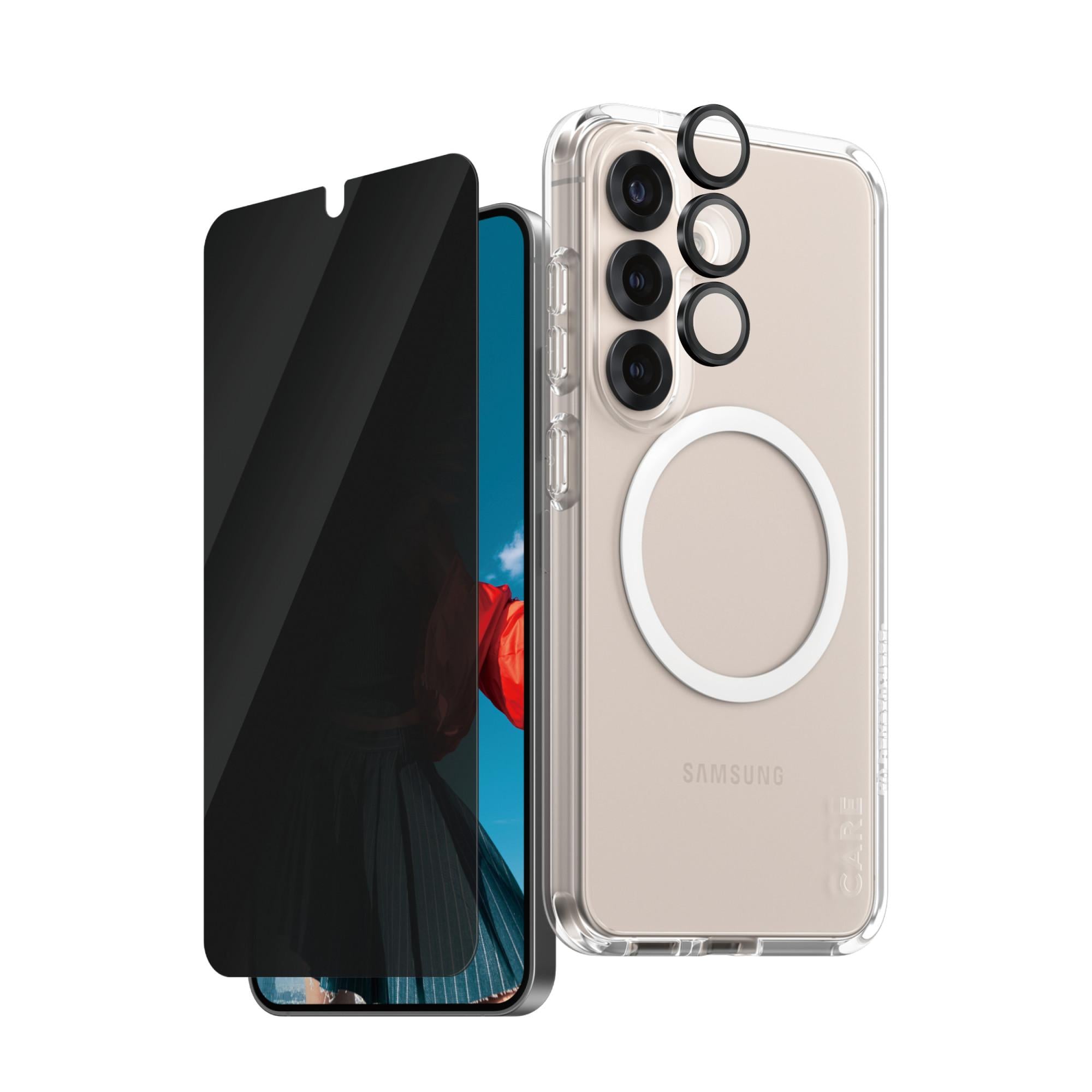 CARE by PanzerGlass Flagship 3-in-1 Privacy Set Samsung Galaxy S25