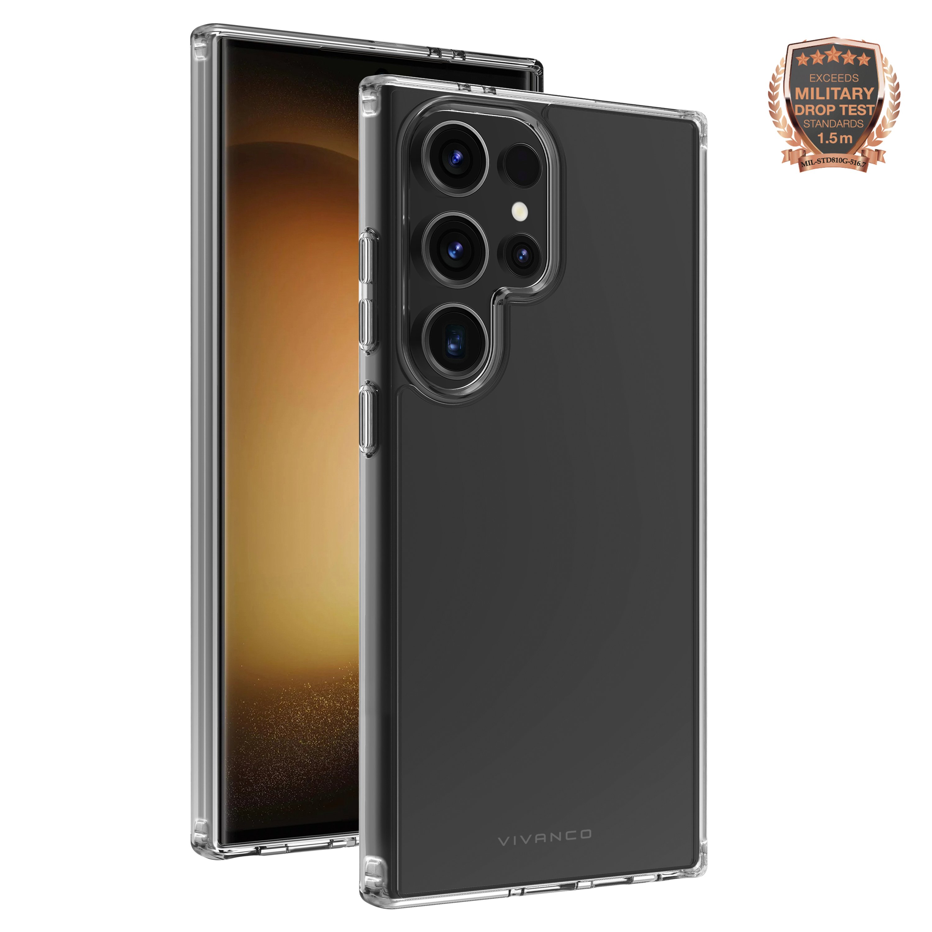 Safe and Steady, Anti Shock Cover für Galaxy S24 Ultra, 1.5m Drop-Protection Transparent (64077)