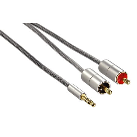 Verbindungskabel "AluLine", 3,5-mm-Klinke - 2x Cinch-St., für iPhone, 2 m