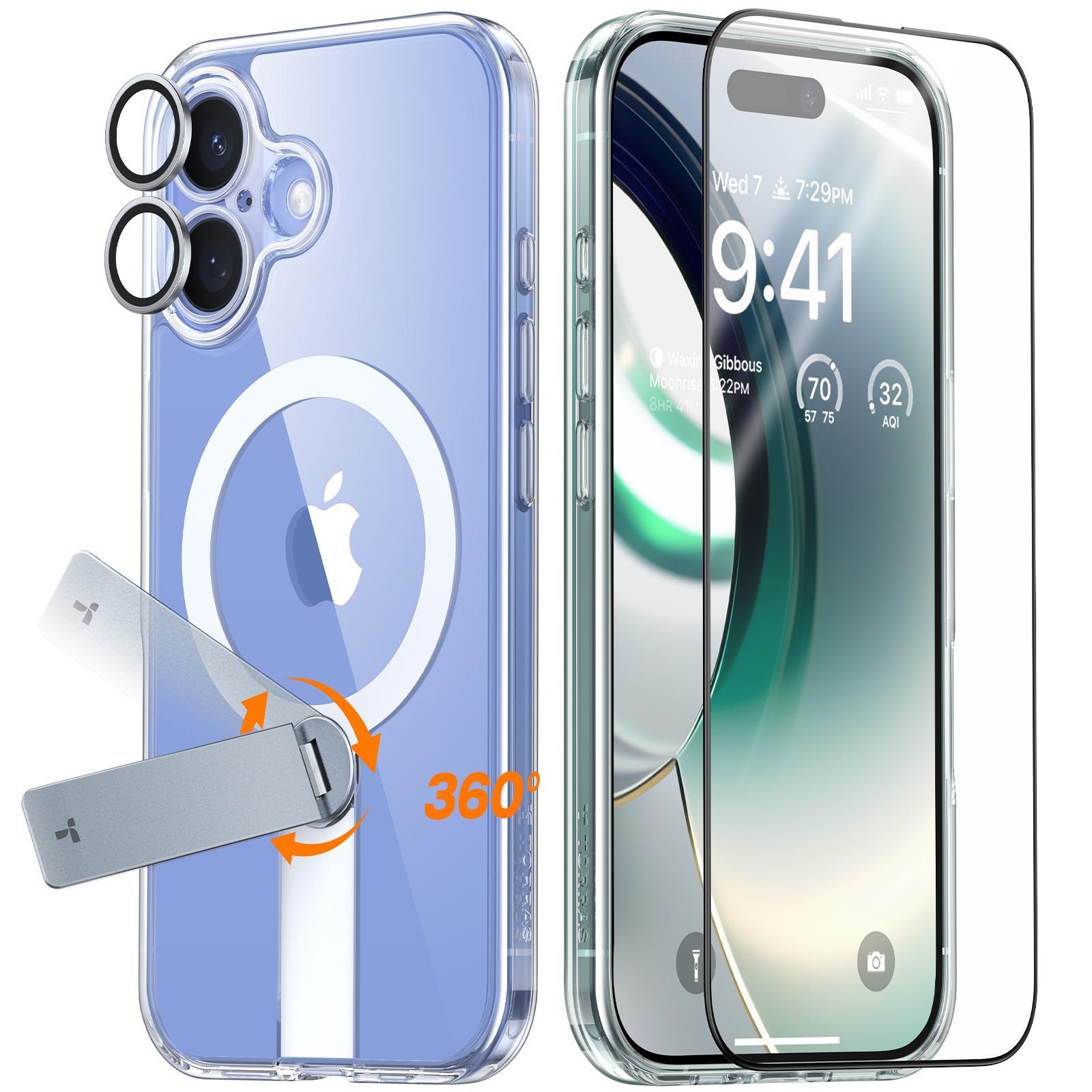Pstand Spin 3-in-1 Bundle für iPhone 16 Clear Handyhülle