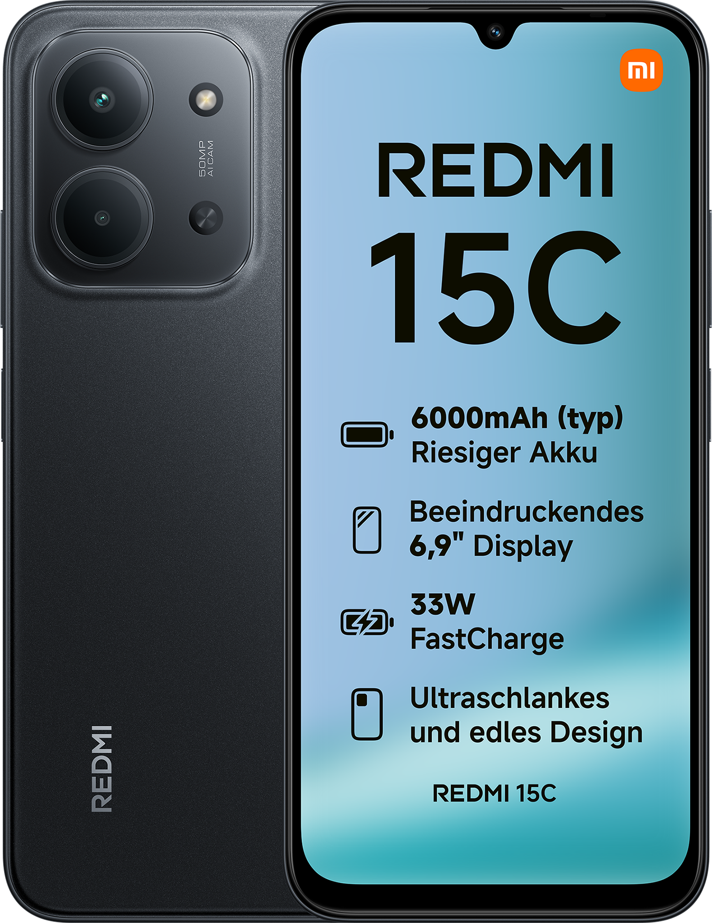 Redmi 15C 4G 4GB+128GB Midnight Black Smartphone