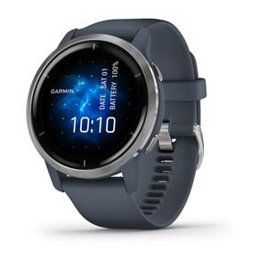 Venu 2 Granitblau/Silber mit Schnellwechsel-Silikon-Armband 22mm Smartwatch