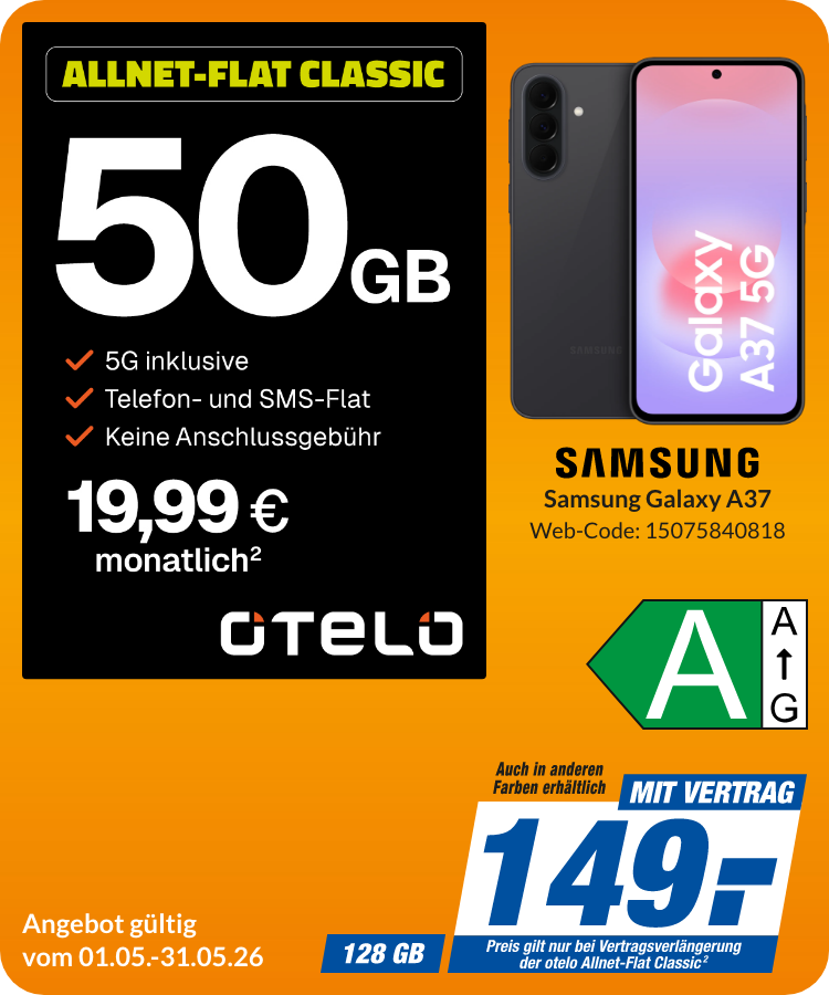 Galaxy A37 mit Allnet Flat Classic für 149€!