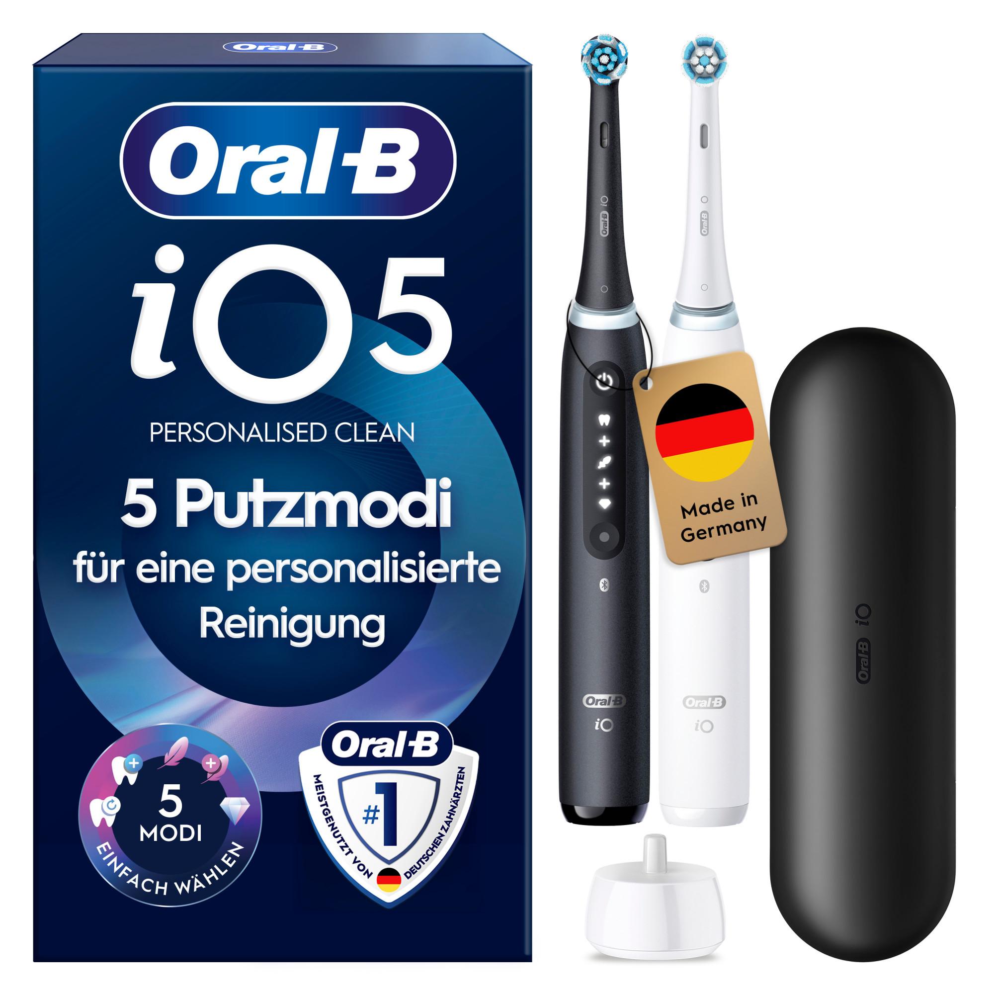 iO 5 Doppelpack Schwarz/Weiß, 2 Aufsteckbürsten Zahnbürste