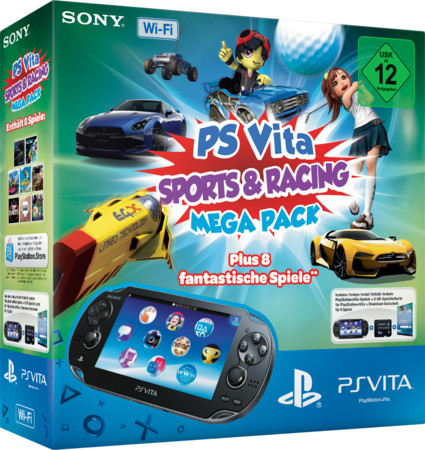 PlayStation Vita WiFi 8GB Mega Pack Sports & Racing (schwarz)