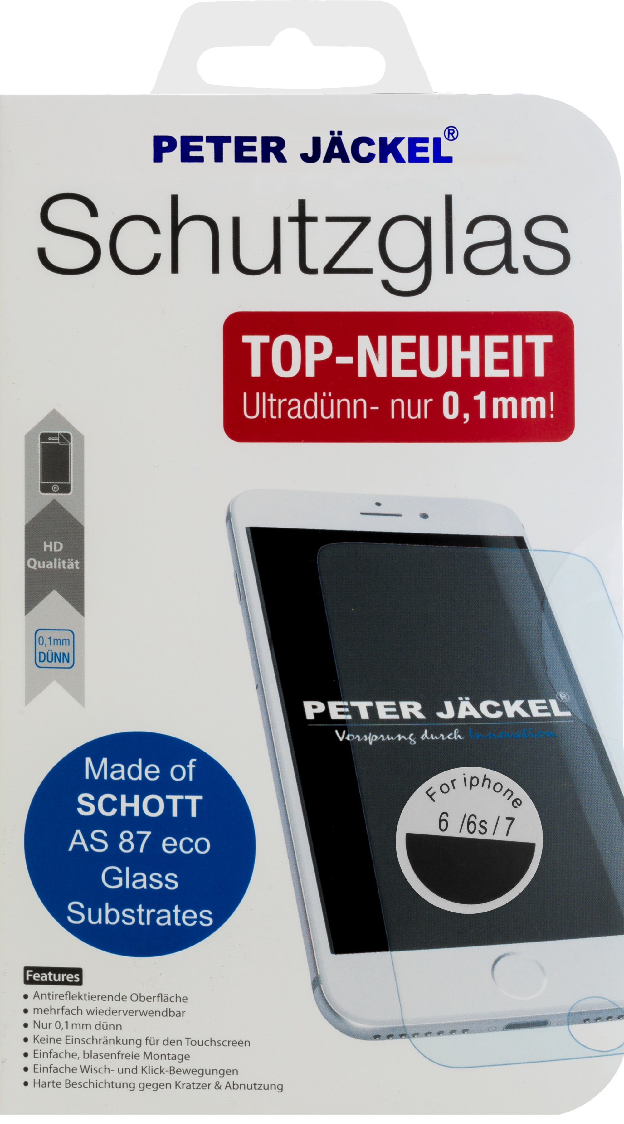 HD SCHOTT Glass 0,1 mm für Apple iPhone 6 / 6S / 7/ 8 Schutzglas
