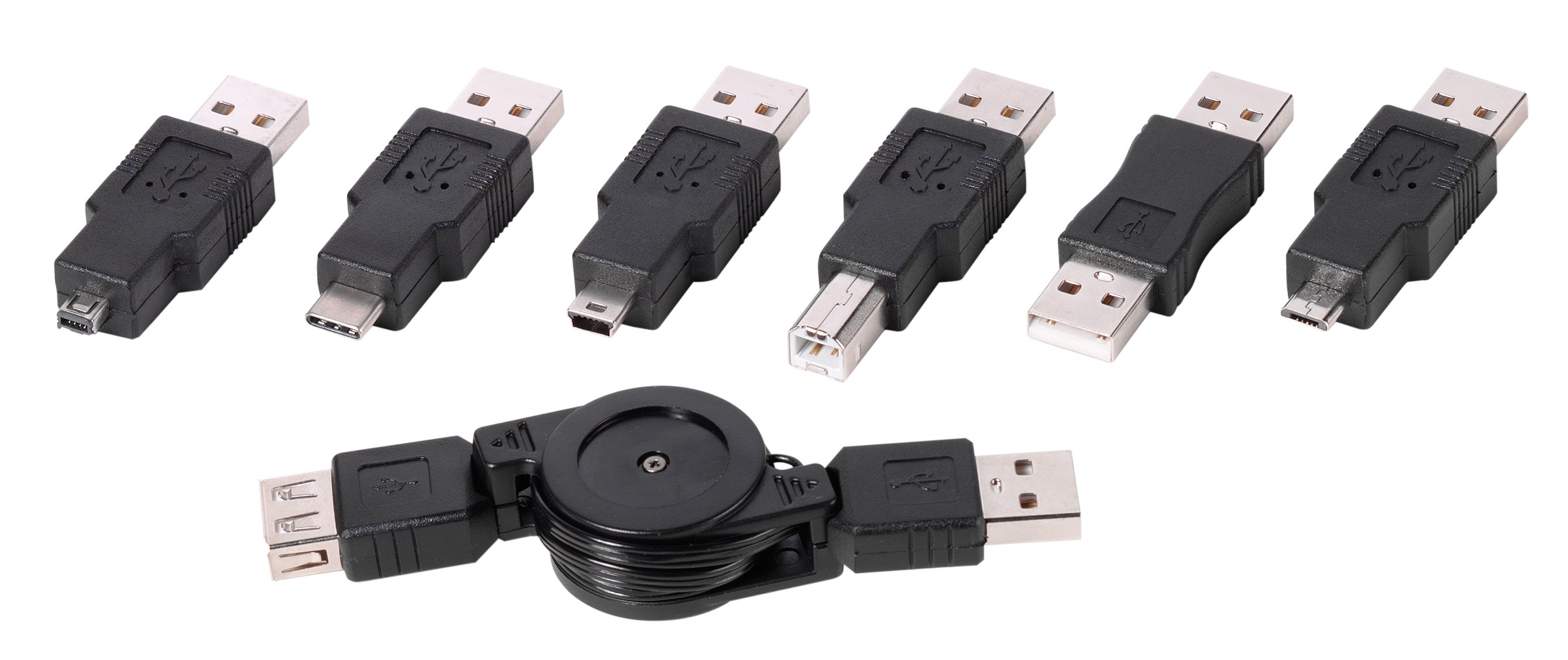 USB Adapter Set mit USB Kabelaufroller (45259)