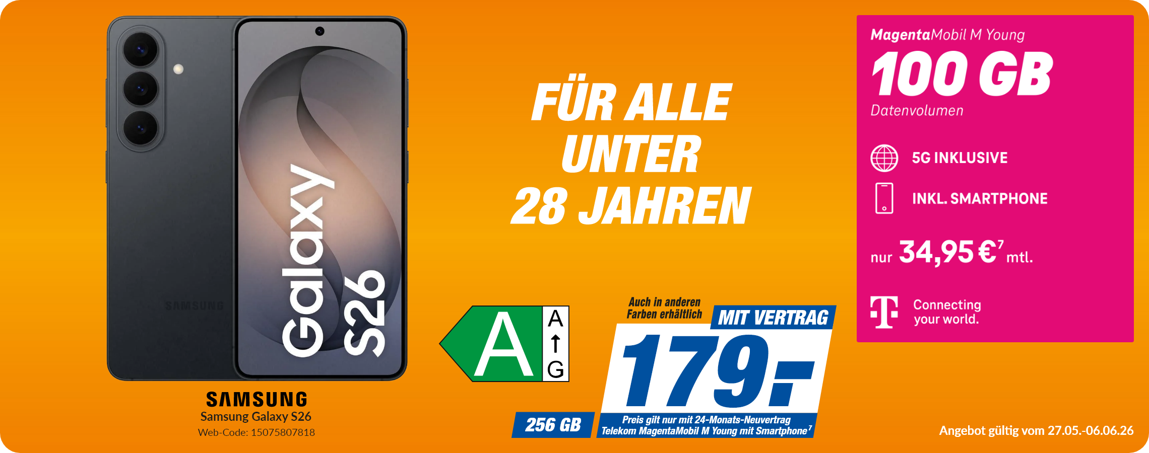 Samsung S26 mit Magenta Mobil M Young für 99€!
