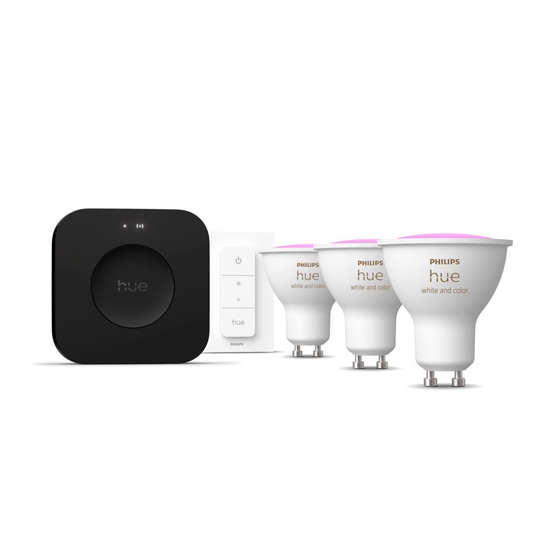 Starter Set "White & Color Ambiance"LED-Lampe, GU10, 3er-Pack+Bridge+Dimmer (00232125)