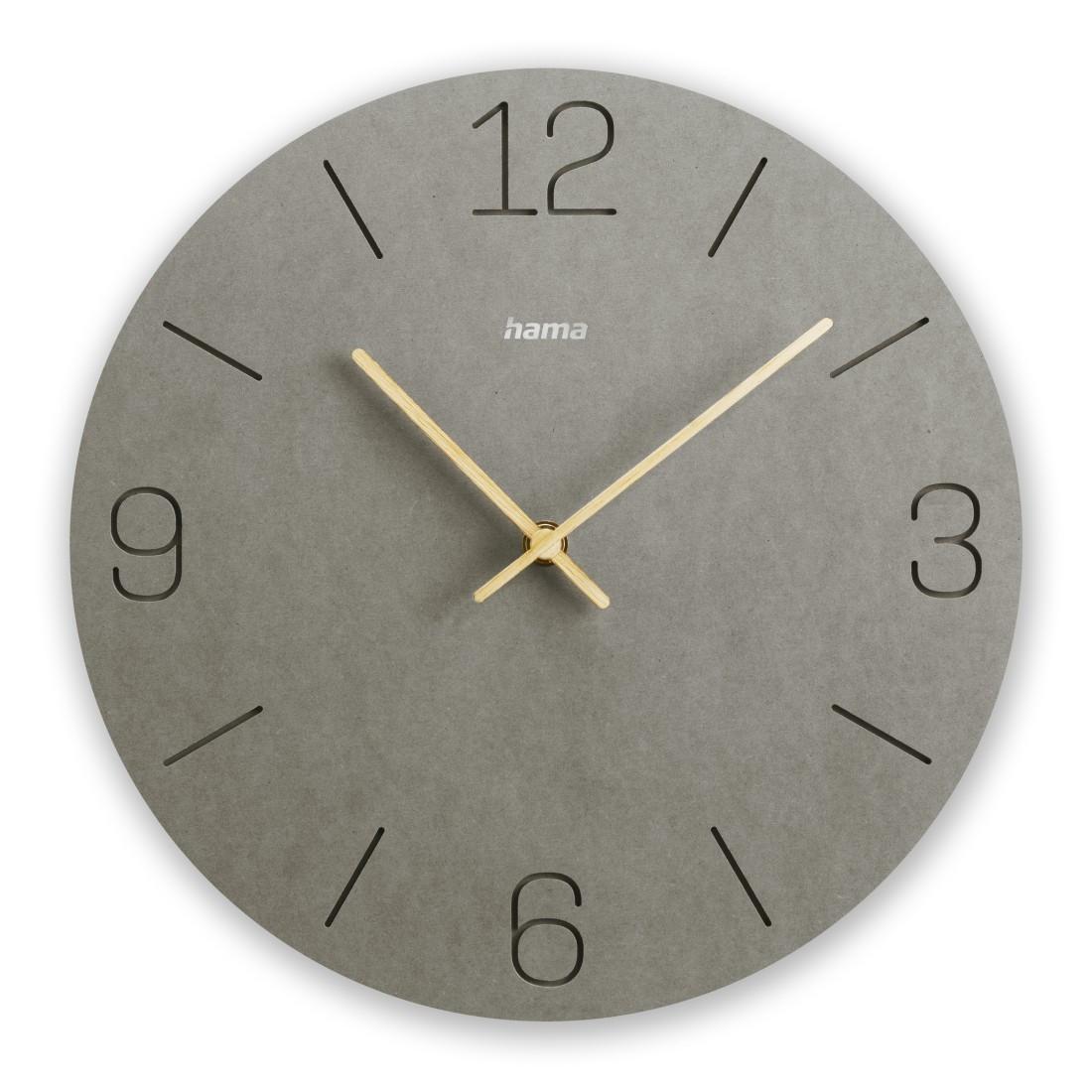 Wanduhr "Kreta", Quarzuhr, analog, MDF, eingravierte Ziffern, Ø 30 cm, Grau (00185881)