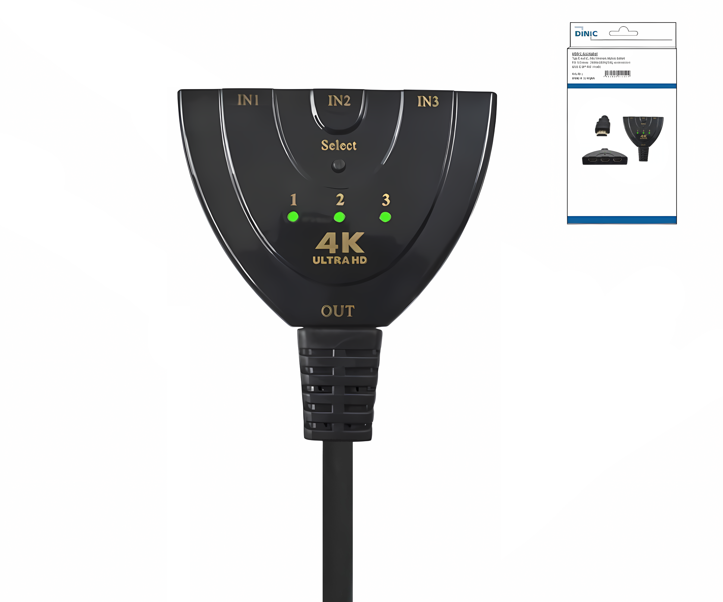 Umschaltbox automatisch 3 auf 1 HDMI, DINIC Box 3 Geräte mit HDMI Anschluss an z.B. 1 Fernsehgerät