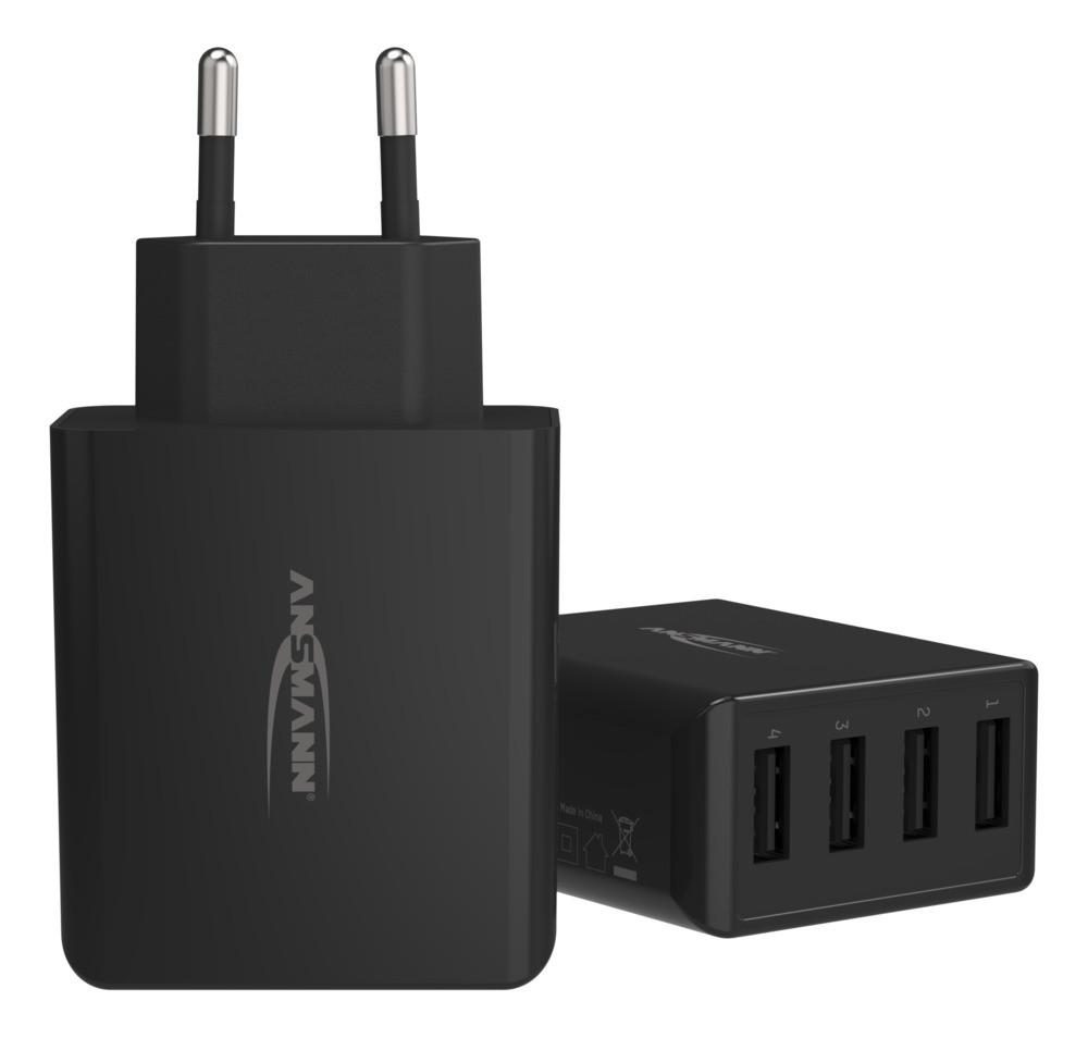 1001-0107 Home Charger HC430 schwarz / 6 A / 30 W / 4 Port Ladegerät (USB-A)