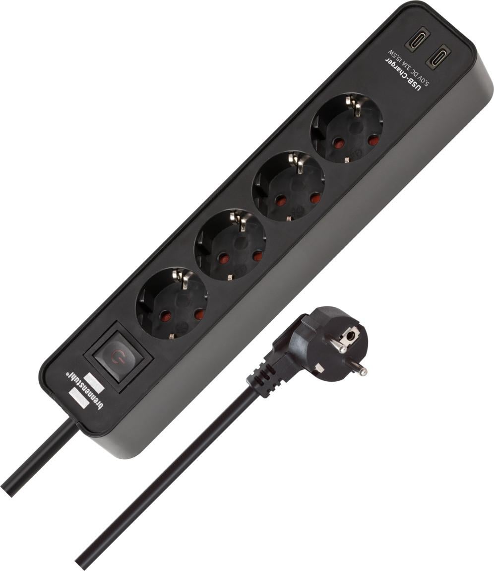 1153240106_Ecolor Steckdosenleiste 4-fach mit USB-Ladebuchse