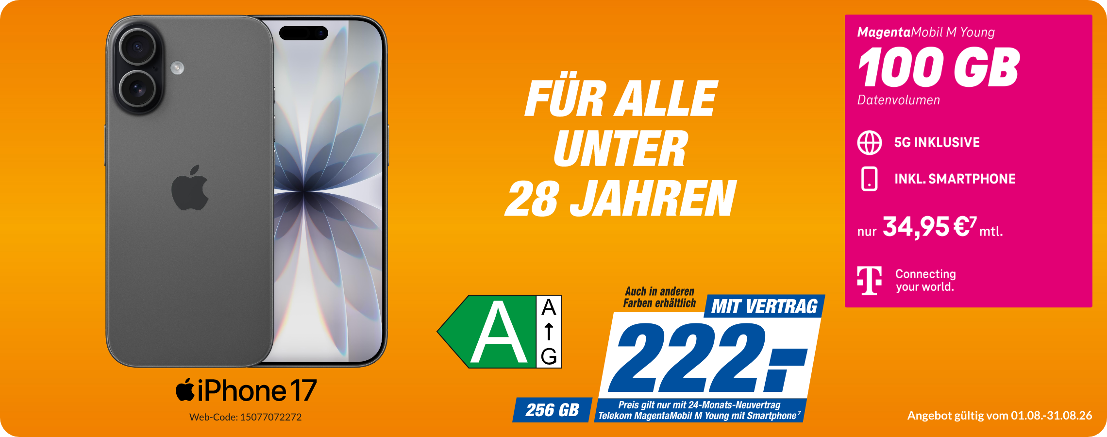 iPhone 17e mit Magenta Mobil M Young für 99€!