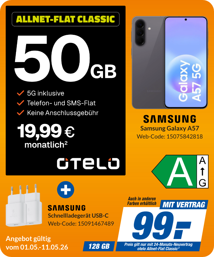 Galaxy A57 mit Allnet Flat Classic für 99€!