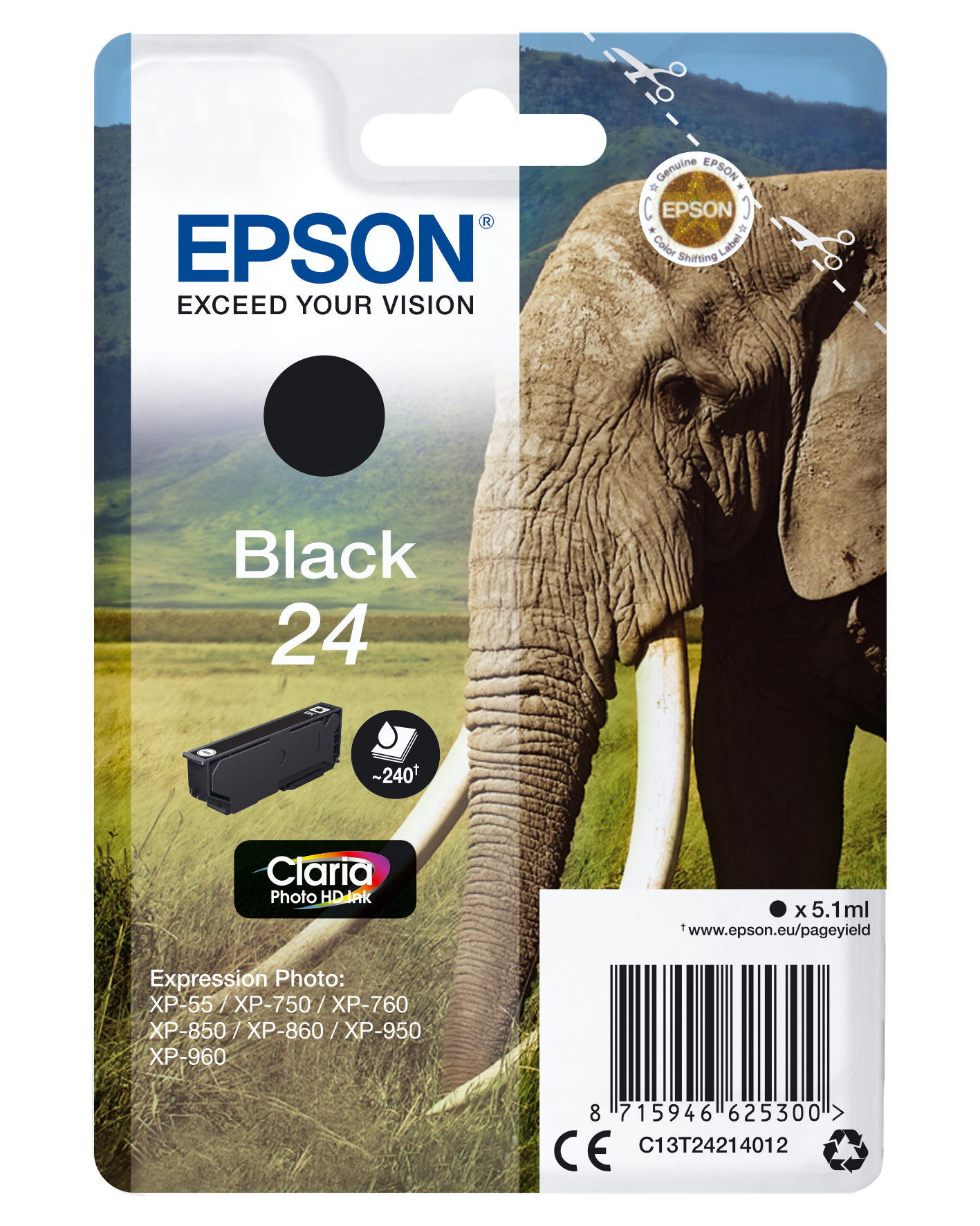 C13T24214012 Elefant schwarz Druckerpatrone