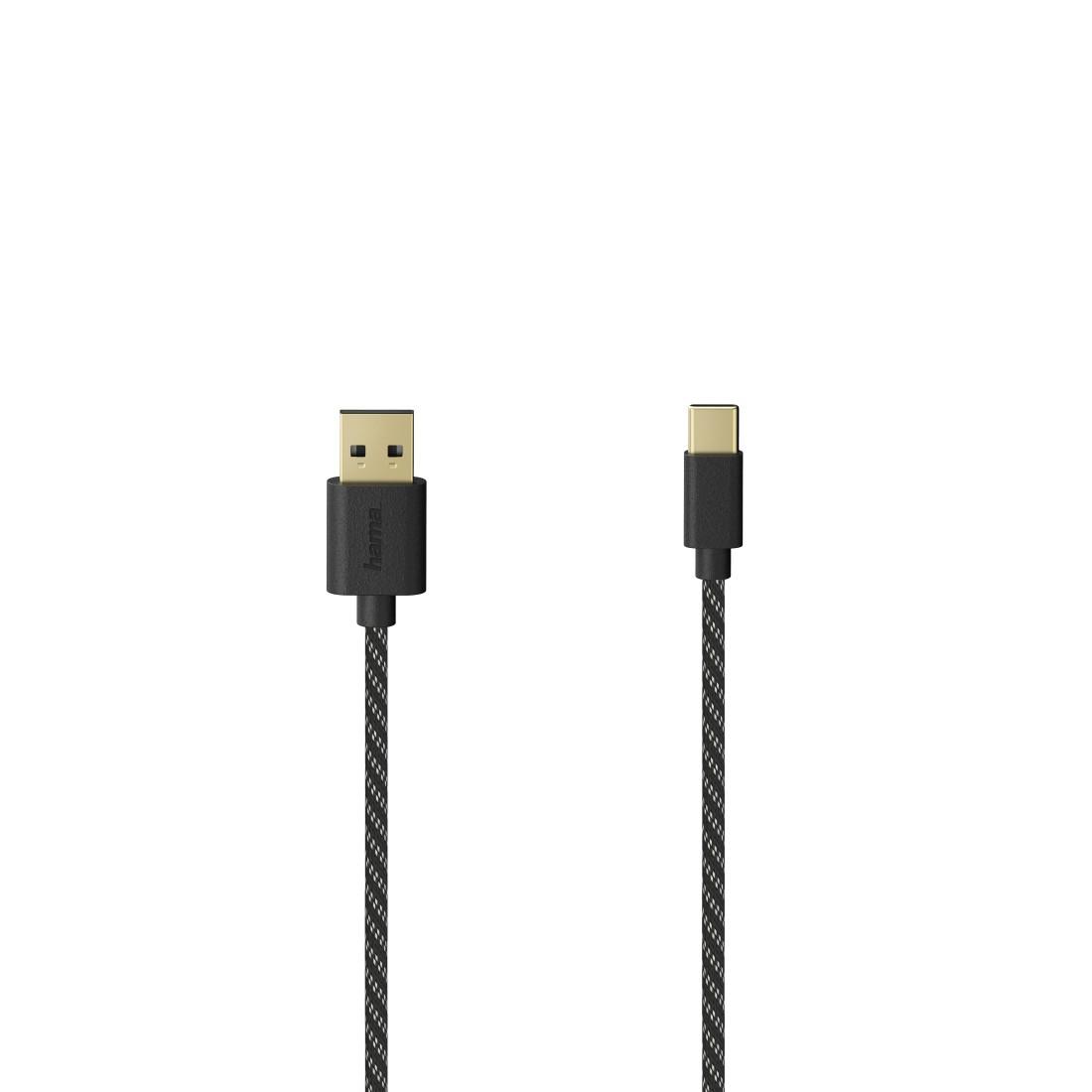 USB-C-Kabel, USB 2.0, vergoldet, Gewebe, 1,50 m (00201002)